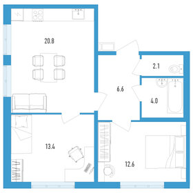 57,3 м², 2-комнатная квартира 9 540 450 ₽ - изображение 18