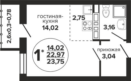 23,8 м², квартира-студия 4 245 788 ₽ - изображение 11