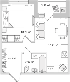 Квартира 34 м², 1-комнатная - изображение 1