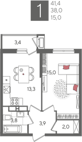 41,6 м², 1-комнатная квартира 10 196 160 ₽ - изображение 25