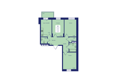 74 м², 3-комнатная квартира 10 213 380 ₽ - изображение 44