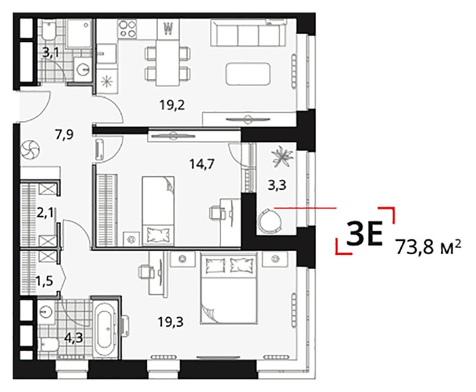 73,8 м², 3-комнатная квартира 21 244 000 ₽ - изображение 32