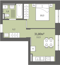 Квартира 31,8 м², 1-комнатная - изображение 1