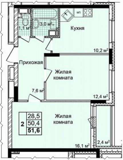 51,7 м², 2-комнатная квартира 7 880 000 ₽ - изображение 31