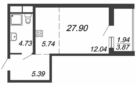 Квартира 27,9 м², студия - изображение 1