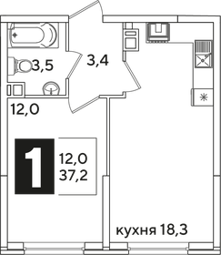 37,3 м², 1-комнатная квартира 7 318 260 ₽ - изображение 18