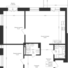 Квартира 93,5 м², 2-комнатная - изображение 2