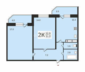 Квартира 52,9 м², 2-комнатная - изображение 4