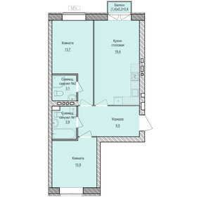 Квартира 60,9 м², 2-комнатная - изображение 1