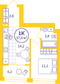 38 м², 1-комнатная квартира 5 500 000 ₽ - изображение 40