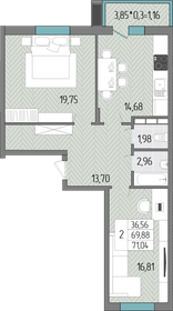 Квартира 71 м², 2-комнатная - изображение 1