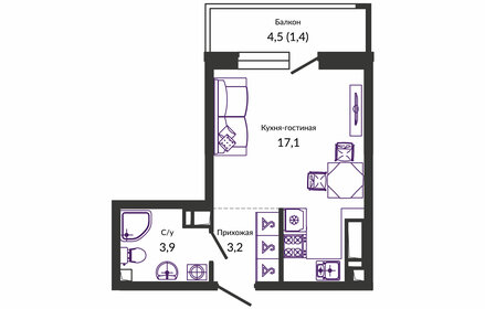 25,2 м², квартира-студия 5 431 640 ₽ - изображение 11