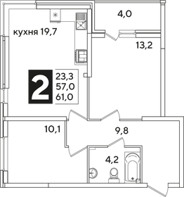 59,1 м², 2-комнатная квартира 10 123 830 ₽ - изображение 29