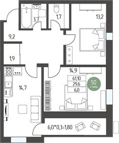 65,3 м², 2-комнатная квартира 7 820 800 ₽ - изображение 25