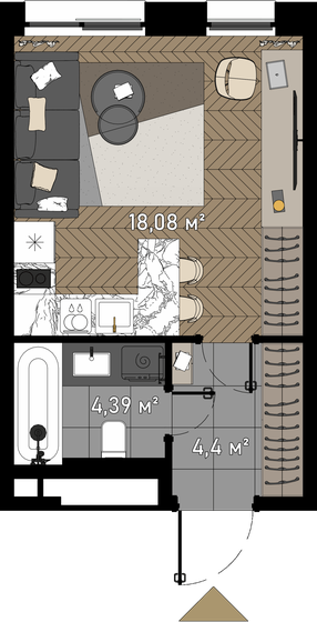 26,9 м², апартаменты-студия 14 928 430 ₽ - изображение 20