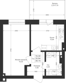 38,2 м², 1-комнатная квартира 7 221 690 ₽ - изображение 51