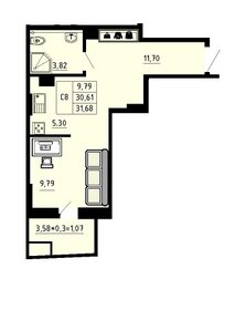 29,2 м², квартира-студия 3 400 000 ₽ - изображение 24