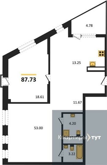 87,7 м², 3-комнатная квартира 13 559 495 ₽ - изображение 17