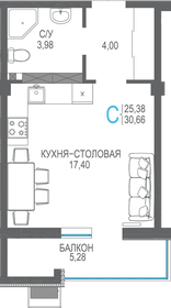 Квартира 30,7 м², студия - изображение 1