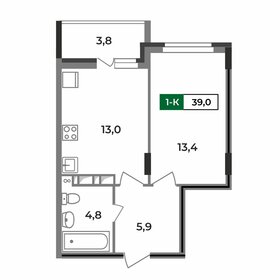 Квартира 39 м², 1-комнатная - изображение 1