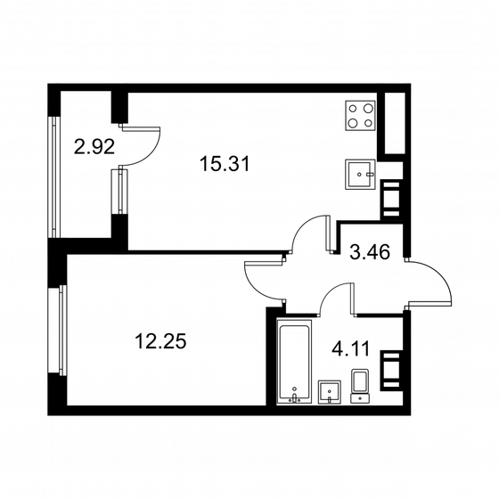 36,6 м², 1-комнатная квартира 5 708 040 ₽ - изображение 1
