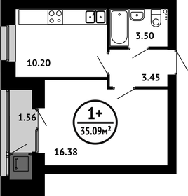 Квартира 35,1 м², 1-комнатная - изображение 1