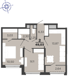 49 м², 2-комнатная квартира 6 671 545 ₽ - изображение 1