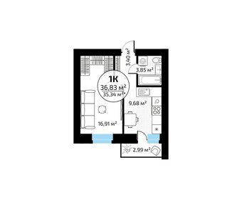 32,4 м², 1-комнатная квартира 3 698 136 ₽ - изображение 63