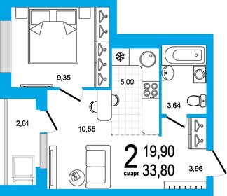 Квартира 33,8 м², 2-комнатная - изображение 1
