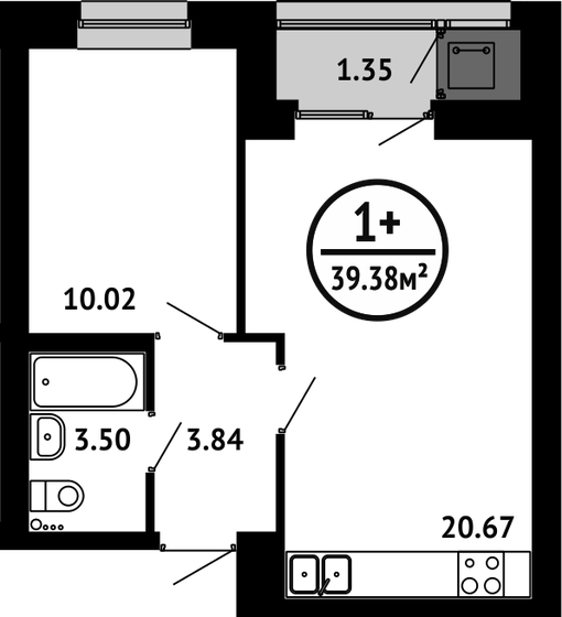 39,4 м², 1-комнатная квартира 5 670 720 ₽ - изображение 1