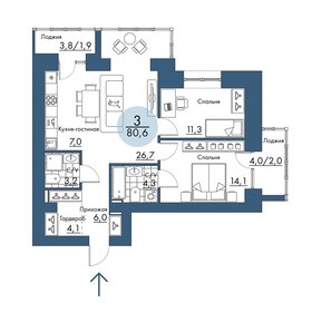 Квартира 80,6 м², 3-комнатная - изображение 1