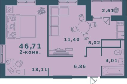 41,4 м², 2-комнатная квартира 4 950 000 ₽ - изображение 35