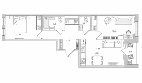 Квартира 61 м², 2-комнатная - изображение 1