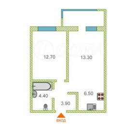 Квартира 39 м², 1-комнатная - изображение 1