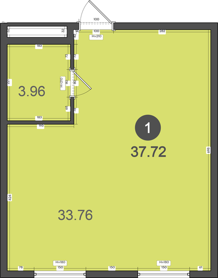 37,7 м², 1-комнатная квартира 5 469 400 ₽ - изображение 1