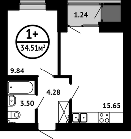 34,5 м², 1-комнатная квартира 5 003 950 ₽ - изображение 44
