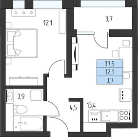 36,5 м², 1-комнатная квартира 12 744 800 ₽ - изображение 26