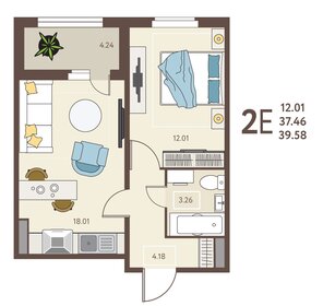 37,1 м², 2-комнатная квартира 4 376 620 ₽ - изображение 36