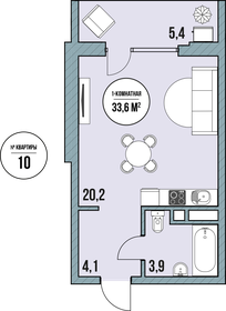 37,4 м², апартаменты-студия 6 854 400 ₽ - изображение 24