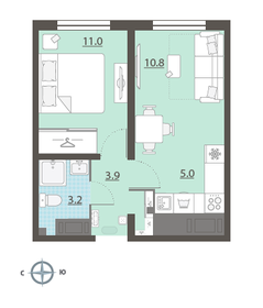 Квартира 33,9 м², 1-комнатная - изображение 1