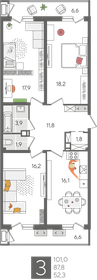 Квартира 101 м², 3-комнатная - изображение 2