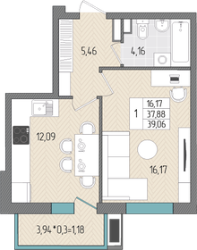 35,1 м², 1-комнатная квартира 4 629 569 ₽ - изображение 39