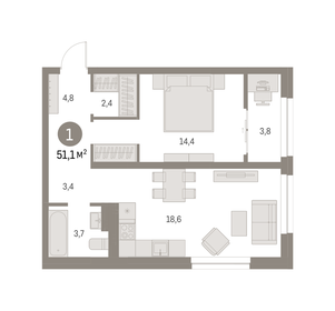 54,2 м², 1-комнатная квартира 10 310 000 ₽ - изображение 24