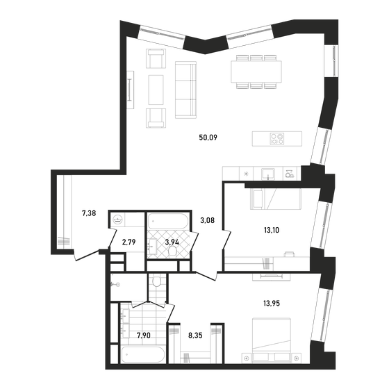 110,6 м², 2-комнатная квартира 75 421 424 ₽ - изображение 1