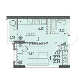 Квартира 31 м², 1-комнатная - изображение 1