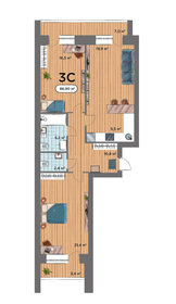 64,2 м², 3-комнатная квартира 6 100 000 ₽ - изображение 63