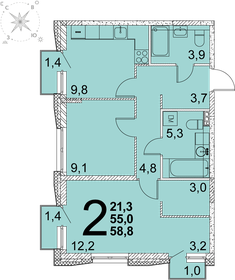 57 м², 2-комнатная квартира 6 400 000 ₽ - изображение 67