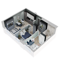 Квартира 54,5 м², 2-комнатная - изображение 2