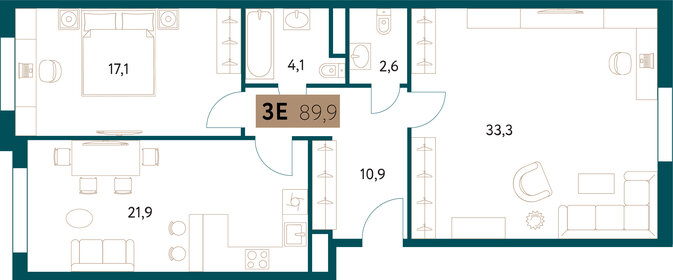 77,8 м², 3-комнатная квартира 43 000 000 ₽ - изображение 90