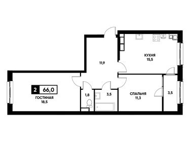 65,5 м², 2-комнатная квартира 5 764 000 ₽ - изображение 17